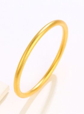 旭平首饰古法不锈钢镀金手镯女光面素圈传承复古实心镯子饰品批发