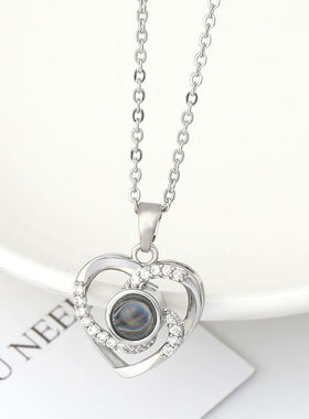 100种语言我爱你投影纯银项链