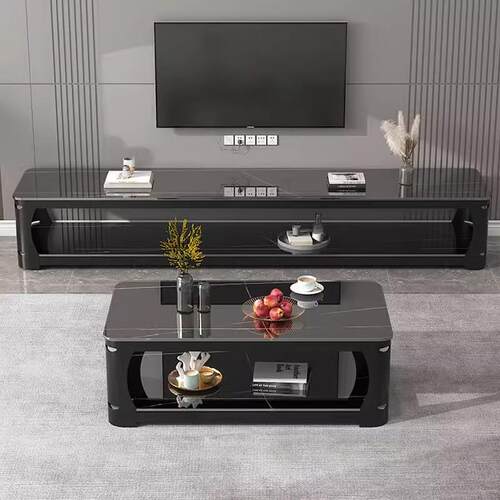 电视柜茶几组合家用落地客厅现代简约小户型玻璃茶桌2024新款储物 - 图2