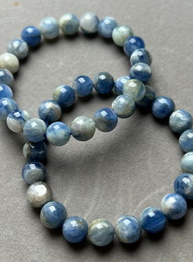 蓝晶石手串蓝色油画风蓝晶蓝绿晶拉丝猫眼手链龙磷蓝晶
