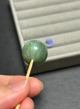 20.6mm天然豆绿色岫玉大