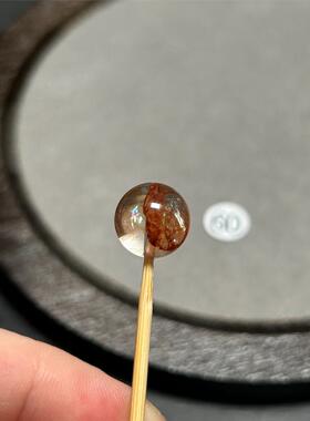 11mm冰透红胶花水晶单珠