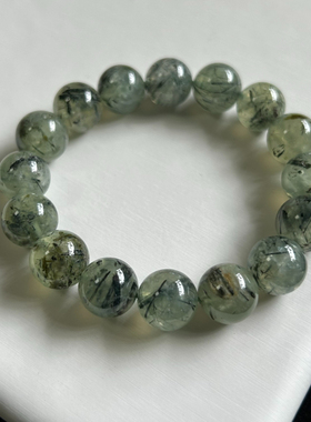 天然葡萄石手串葡萄发手链百搭蓝晶石手串绿发晶大卡蓝发晶