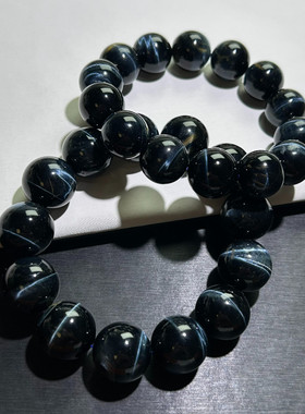 天然蓝虎眼手串虎睛石闪电纹虎眼石手链百搭梦幻黄蓝虎一物一拍