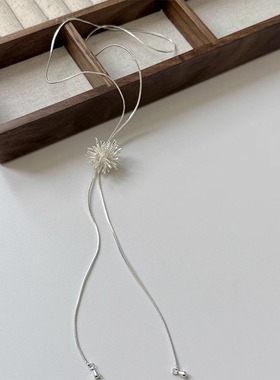 银色烟花可调节长款项链女