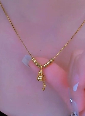 网红钛钢葫芦项链女夏天锁骨链