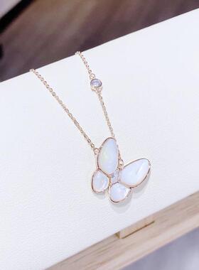 猫眼石冷淡风小众设计蝴蝶锁骨链