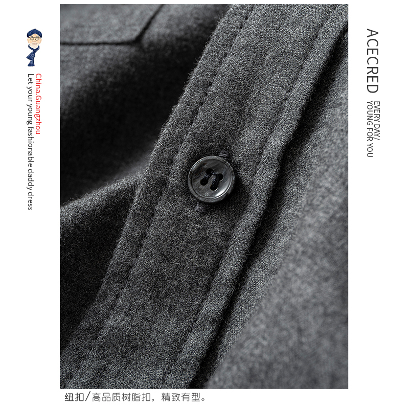 爸爸衬衫长袖中年纯棉秋装中老年人男装老爸春秋衬衣爷爷老人衣服 - 图1