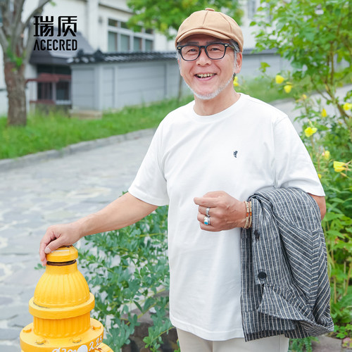 夏季中老年人中年爸爸装老爸短袖t恤 男装纯棉爷爷夏装老人衣服 - 图2