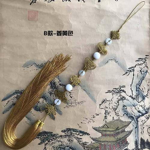 佛珠燕尾背云穗子中国结玉扣法师背云佛流苏方丈结6节玉珠穗55cm-图0