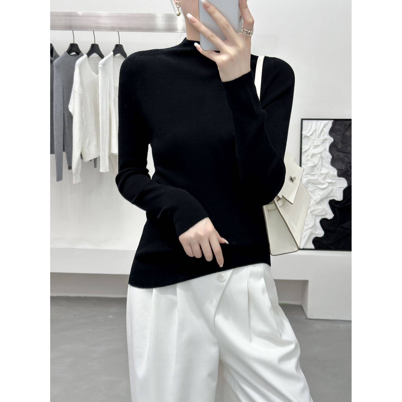 『纤枝』詹祥和100精纺羊毛国风新中式一线成衣百搭内搭半高领毛,淘宝优惠券,粉丝福利购,淘宝优惠卷