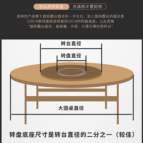 消音餐桌转盘底座铝合金转芯圆桌轴承实木家用大理石玻璃转盘底座 - 图0