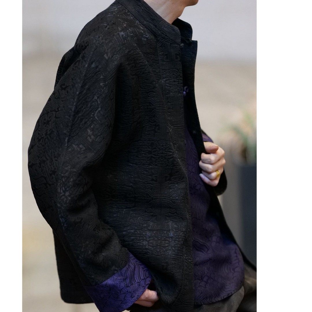 【再易】2026新款九紫饕餮锦油绸香云纱桑蚕丝唐装外套ZY0587S,淘宝优惠券,粉丝福利购,淘宝优惠卷