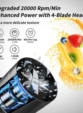跨境爆款Portable blender便携式榨汁机水果电动榨汁杯大功率150W