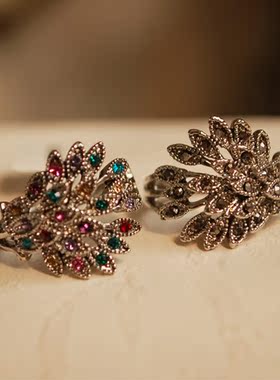 包邮欧美风装饰戒指孔雀羽毛美派