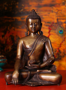 药师琉璃光如来铜佛像手工铜雕家用供奉佛堂藏传瑜伽馆装饰工艺品