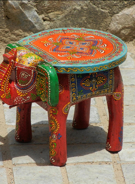 东南亚彩绘装饰摆件创意换鞋凳