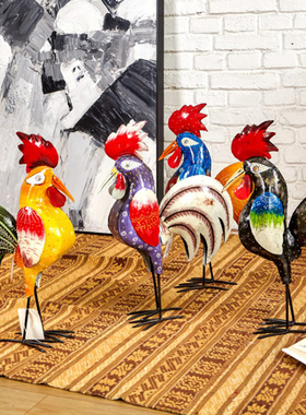 手工彩绘大公鸡摆件东南亚