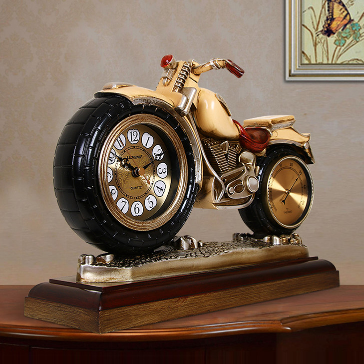 2025家用客厅座钟台式欧式复古个性创意摩托车摆件时钟静音石英钟,淘宝优惠券,粉丝福利购,淘宝优惠卷