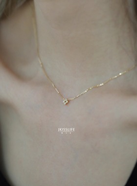 14K黄金四叶草花朵项链锁骨链