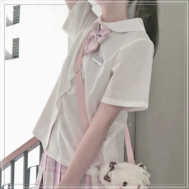 PJ UP正统系jk制服 【白色衬衫新款丸襟】 jk衬衫短袖 上衣女夏 - 图2