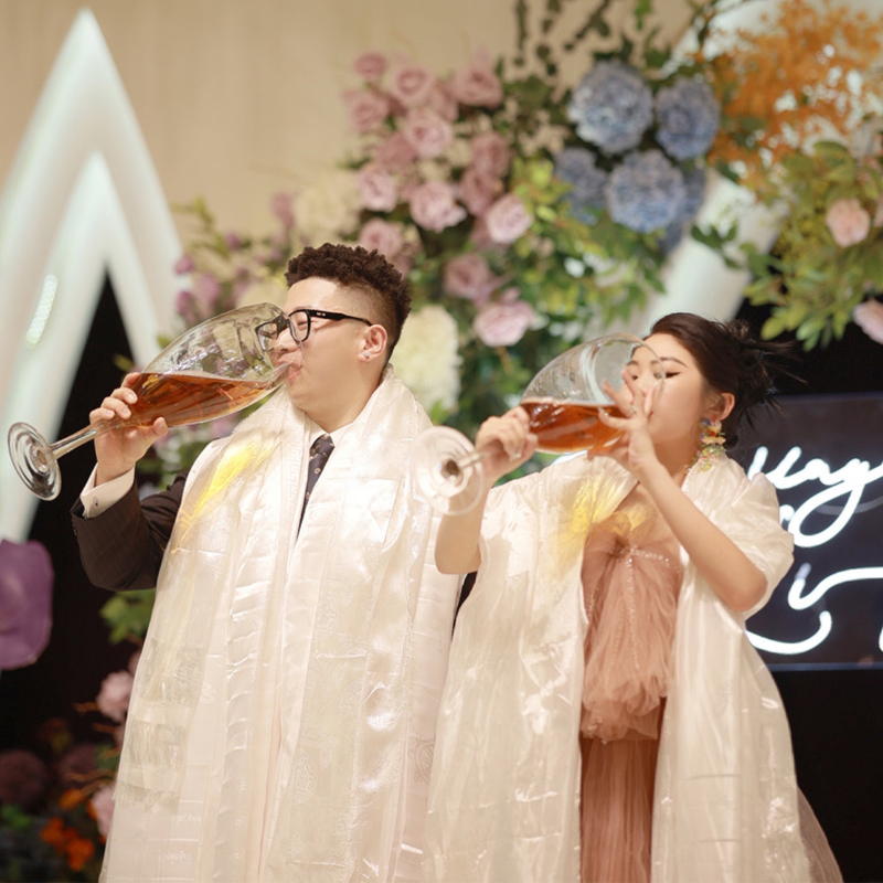 顺便买卖结婚创意超大号玻璃高脚啤酒杯聚会红酒杯婚礼婚宴敬酒杯
