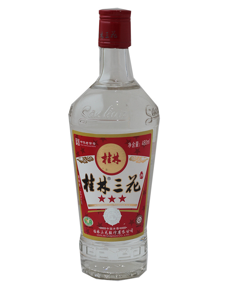 桂林三花酒三星52度玻璃瓶米香型瓶酒高度特产酒480ML*6瓶泡酒 - 图1