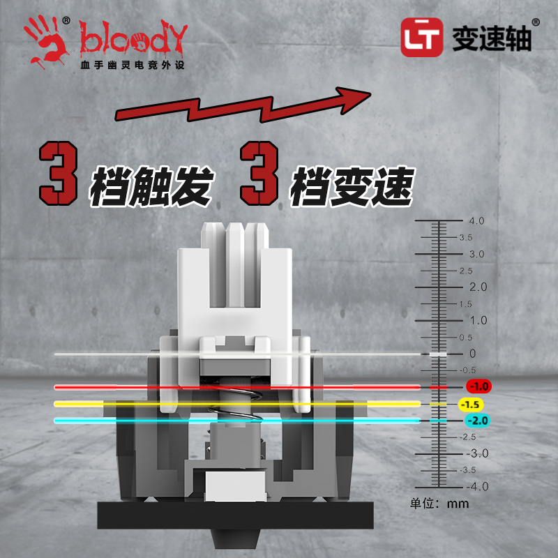 双飞燕BLOODY血手幽灵T98变速智能轴体机械键盘3玩家PBT键帽87键 - 图2