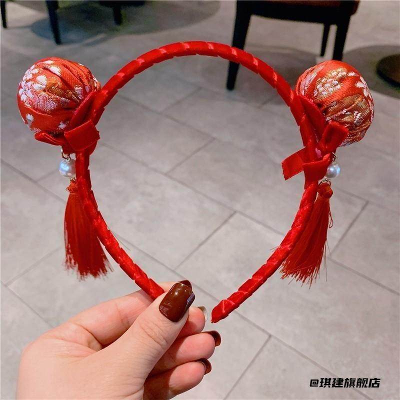 新年发箍格格女宝宝周岁礼飘带头箍新年红新年款配饰发箍中式发卡,淘宝优惠券,粉丝福利购,淘宝优惠卷