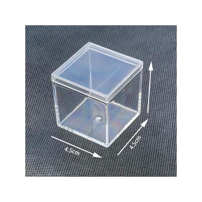包装盒配饰4.5cm塑料方盒正方形喜糖饰品盒带盖包装盒子透明 - 图2