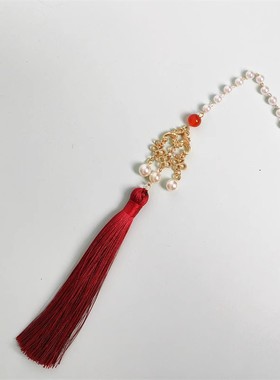 汉服宫廷古风长款背云日常项链百搭马面裙配饰项链牡丹锁软璎珞