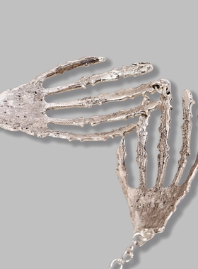 毛衣链外骨骼耳环万圣节复古鬼手大布骨头项链流苏套装骷髅头跨境