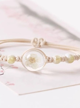 幸运草高级感编织花朵时尚百搭甜美蒲公英手饰拍照手饰精美民族风