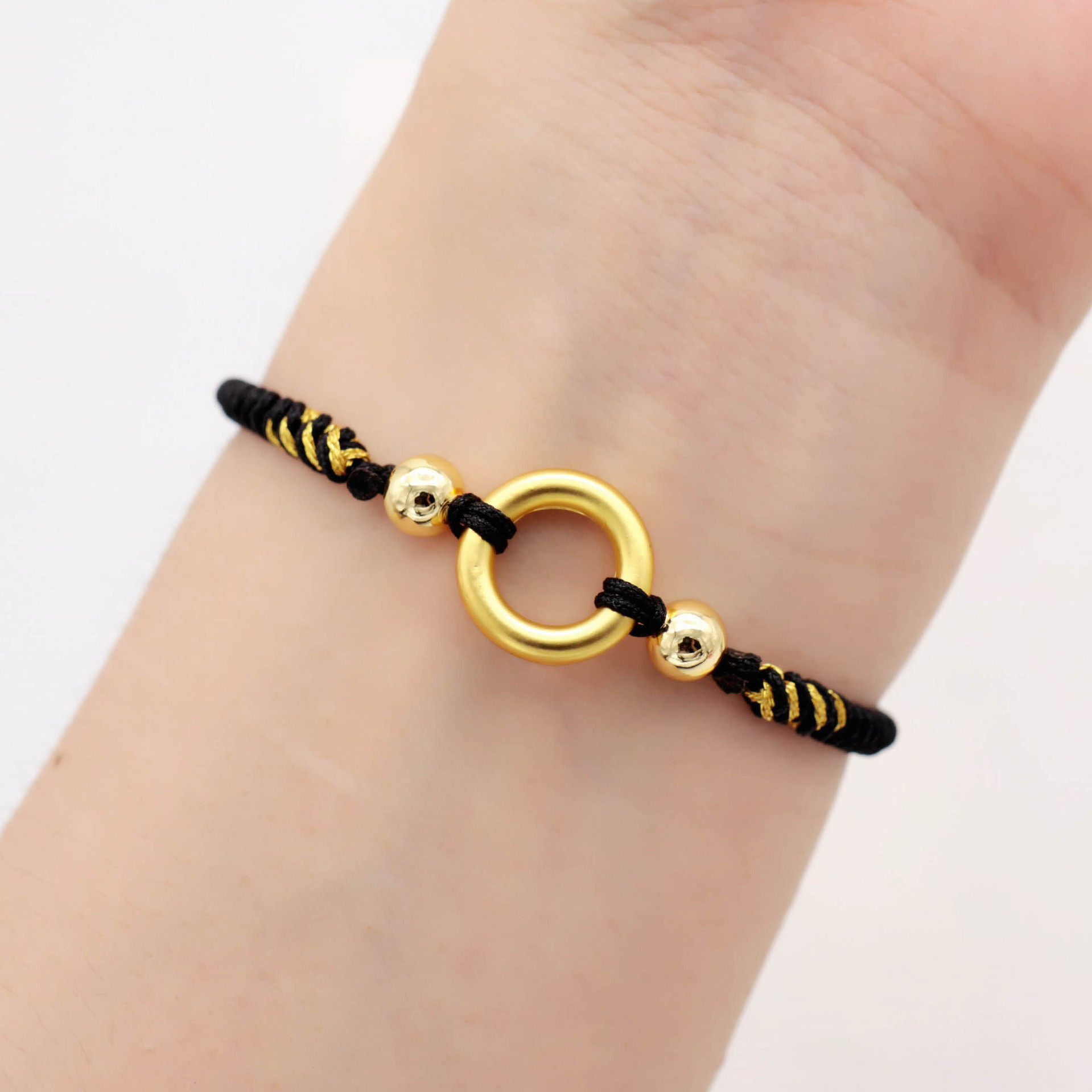 新款手工编织金线金刚结手绳半成品细款男女情侣可穿珠平安扣手链