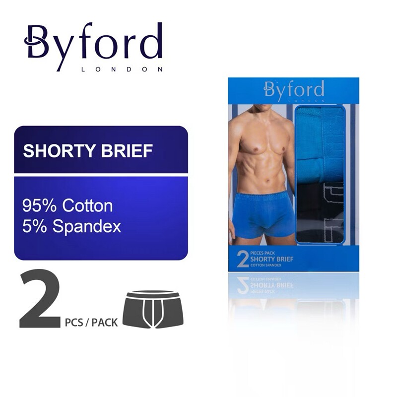 现货2条装百富Byford男士内裤纯棉平角四角短裤头透气运动中腰 - 图0