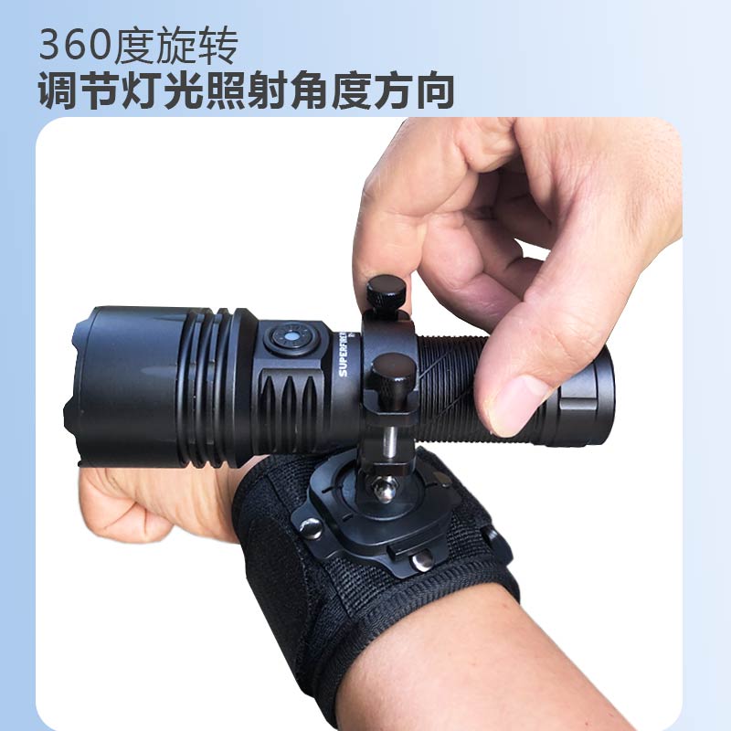 手腕手电筒支架360度旋转户外碗带灯套夹弹弓掌上固定强光灯座子 - 图2