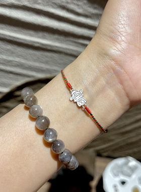 吉运阁「财星护」招财纳福本命年好运手绳手工编织S999足银小财神