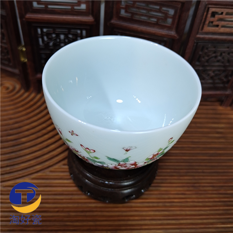 景德镇陶瓷茶具主人杯纯手工单杯珐琅彩万花瓷器水杯宫廷风茶杯子