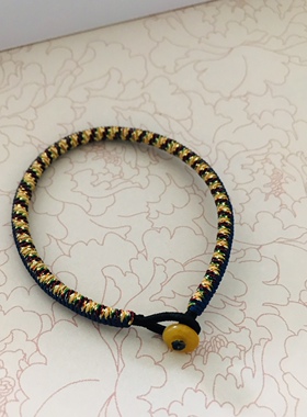 药师手绳 健康 五色线 藏蓝色线 手工编织金刚结