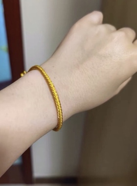 五行补金  金色款  手链 细款 3.5毫米手工编织 白色 金色