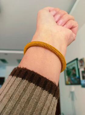 五行补土手链 粗款7毫米 加密金刚结 老黄玉 尾扣 五行缺土喜土