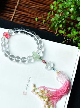 天然白水晶12毫米 18子佛珠 手持