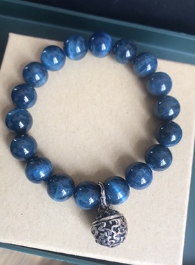 靛蓝晶10毫米紫冰银铃铛 女款