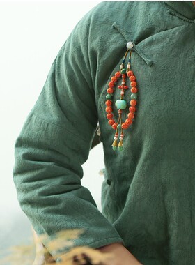 天然宝石十八子旗袍挂饰压襟佛珠