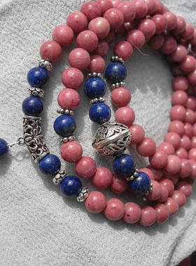 台湾天然玫瑰石爱情佛珠