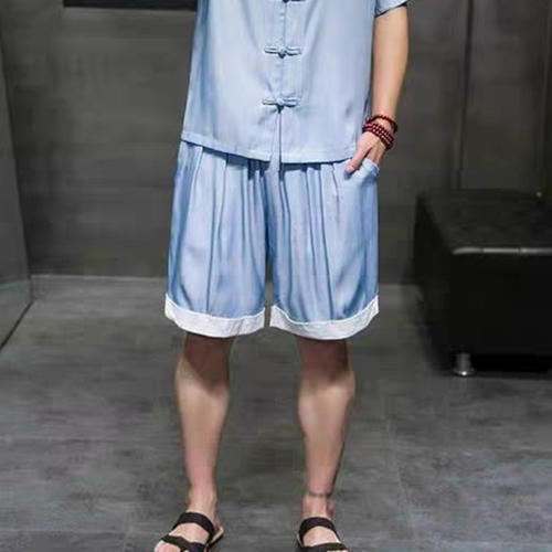 24C9B2夏季垂坠感丝滑运动短裤男士宽松时尚五分裤休闲大码大裤衩 - 图3