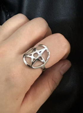 倒五芒星逆五芒星开口戒指环