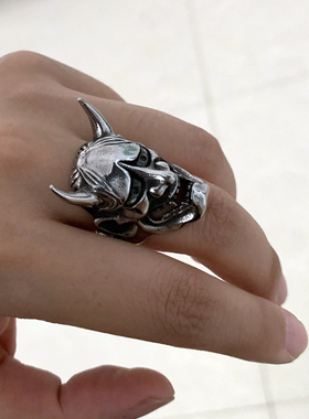 男生朋克暗黑纹身设计戒指小众