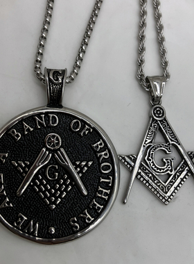 共济会徽章钛钢配饰吊坠