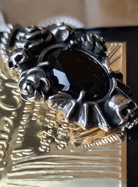 男女生钛钢元素暗黑项链吊坠宝石